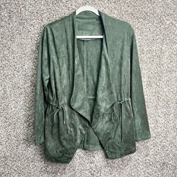 Blank NYC Jacket Women’s Small Green Faux Suede Drape Open Front - Picture 2 of 9